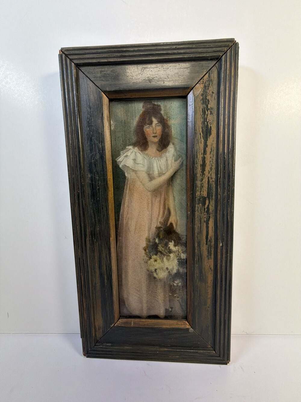 Vintage Portrait print of a Woman with Flowers